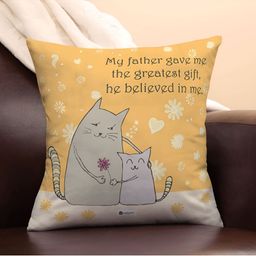Indigifts Yellow & Grey Dad Birthday Gifts Printed Cotton Cushion Cover With Filler-image-54