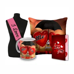 ME & YOU Red & Black 4 Pieces I love You Sashe Coffee Mug Home Gift Set-image-90