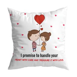 ARTBUG White & Red Printed Square Pre-Filled Cushion With Cover-24