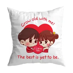 ARTBUG White & Red Printed Square Pre-Filled Cushion With Filler-8