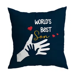 ARTBUG White & Blue Printed Square Pre-Filled Cushion With Filler-24