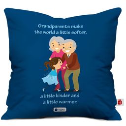 Indigifts Blue Grandparents Anniversary Gift Printed Pre-Filled Cushion With Filler-image-77