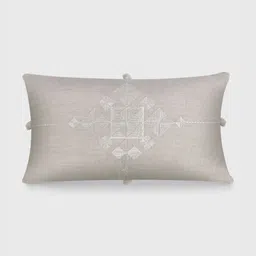 Mirooh Beige Embroidered Cotton Linen Cushion-image-84