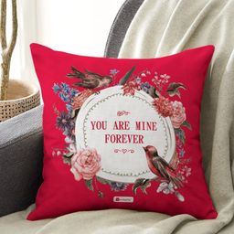 Indigifts Red and White Printed Pre-Filled Cushion With Mug 300 ml & 1 Hanging Heart image 3