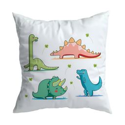 ARTBUG White & Green Printed Square Pre-Filled Cushion With Filler-14