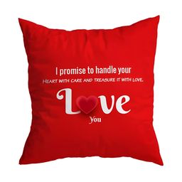 ARTBUG White & Red Printed Square Pre-Filled Cushion With Filler-4
