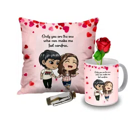 ME & YOU Pink 4 Pieces Printed Cushion Coffee Mug Rose & Message Pills Home Gift Set-image-80