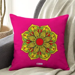 Indigifts Pink Printed Square Cushion Cover-26
