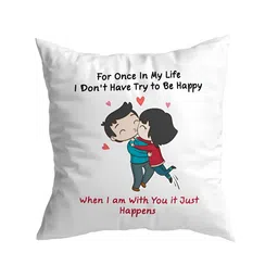 ARTBUG White & Red Printed Square Pre-Filled Cushion-16