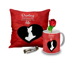ME & YOU Red & Black  4 Pcs Printed Cushion Mug Rose Message Pills Valentine Gifts Set-image-18