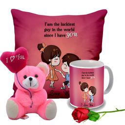 ME & YOU Red & Pink 4 Pcs Cushion Mug Doll & Rose Valentine Gift Set-picture-16