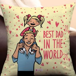 Indigifts Beige & Pink Printed Cotton Cushion With Filler-image-56