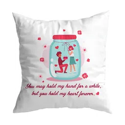 ARTBUG White & Red Printed Square Pre-Filled Cushion-20