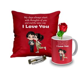 ME & YOU Red & White 4 Pcs Printed Home Gift Set-14