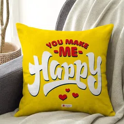 Indigifts Yellow & Red Printed Square Cushion Cover-19