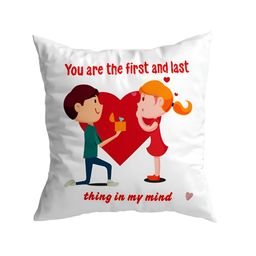 ARTBUG White & Red Printed Square Pre-Filled Cushion With Filler-9