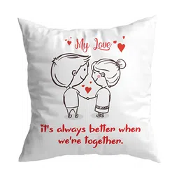 ARTBUG White & Red Printed Square Pre-Filled Cushion With Filler-47