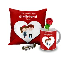 ME & YOU Red & White 4 Pieces Printed Cushion Coffee Mug Rose & Message Pills Gift Set-image-91