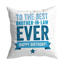 ARTBUG White & Blue Printed Square Pre-Filled Cushion With Filler-47