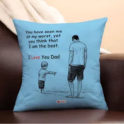 Indigifts Blue & Black Dad Anniversary Gift Printed Cotton Cushion With Filler-image-71