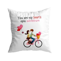 ARTBUG White & Pink Printed Square Pre-Filled Cushion With Filler-16