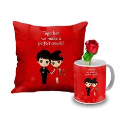 ME & YOU Red & White 3 Pieces Cushion Rose & Mug Gift Set-image-114