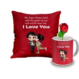 ME & YOU Red & White 3 Pieces Printed Home Gift Set-image-81