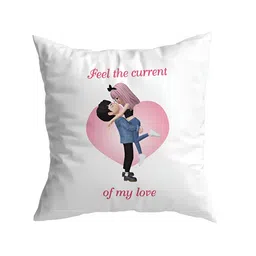 ARTBUG White & Pink Printed Square Pre-Filled Cushion With Filler-1