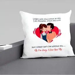 ARTBUG White & Red Printed Square Pre-Filled Cushion With Filler image 4