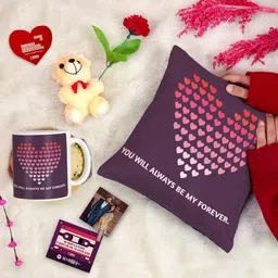Indigifts 6 Pieces Purple Cushion Cover Teddy Coffee Mug with Card Rose & Photo Clip-image-98