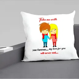 ARTBUG White & Red Printed Square Pre-Filled Cushion With Filler image 2