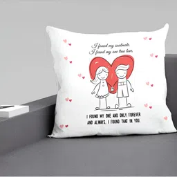 ARTBUG White & Red Printed Square Pre-Filled Cushion With Filler image 5