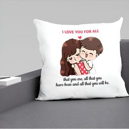 ARTBUG White & Red Printed Square Pre-Filled Cushion With Filler image 5