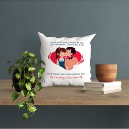 ARTBUG White & Red Printed Square Pre-Filled Cushion With Filler image 5