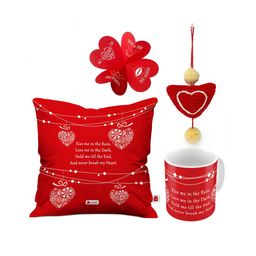 Indigifts Pack of 4 Red & White Valentines Day Home Gift Set-26