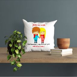 ARTBUG White & Red Printed Square Pre-Filled Cushion With Filler image 3