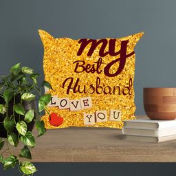 ARTBUG White & Yellow Printed Square Pre-Filled Cushion With Filler image 3