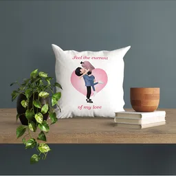 ARTBUG White & Pink Printed Square Pre-Filled Cushion With Filler image 3
