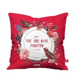 Indigifts Red and White Printed Pre-Filled Cushion With Mug 300 ml & 1 Hanging Heart image 2