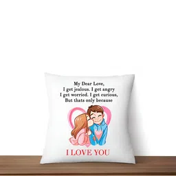 ARTBUG White & Pink Printed Square Pre-Filled Cushion With Filler image 4