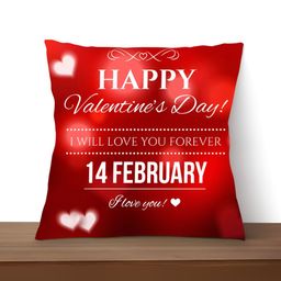 ARTBUG White & Red Printed Square Pre-Filled Cushion With Filler image 3