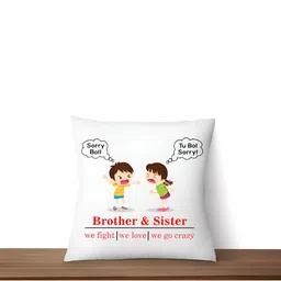ARTBUG White & Red Printed Square Pre-Filled Cushion With Filler image 2