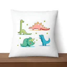 ARTBUG White & Green Printed Square Pre-Filled Cushion With Filler image 2