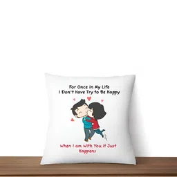 ARTBUG White & Red Printed Square Pre-Filled Cushion image 2