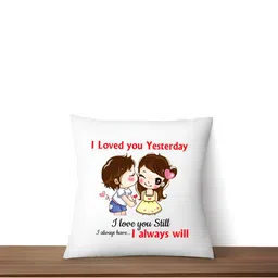 ARTBUG White & Red Printed Square Pre-Filled Cushion With Filler image 3