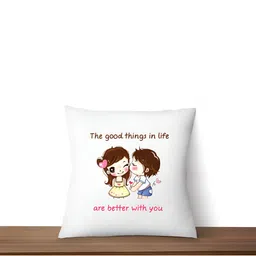 ARTBUG White & Yellow Printed Square Pre-Filled Cushion With Filler image 3