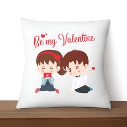 ARTBUG White & Red Printed Square Pre-Filled Cushion With Filler image 5