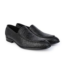Hydes N Hues Men Textured Leather Formal Slip-Ons-image-96