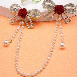 PANASH Butterfly Design Embellished Pearls Alligator Hair Clip-28