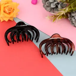 Silvermerc Designs Women Black & Brown Set of 2 Claw Clip-44